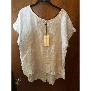 NWT TERZO MILLENNIO SAND LINEN SS TOP; SIZE MED